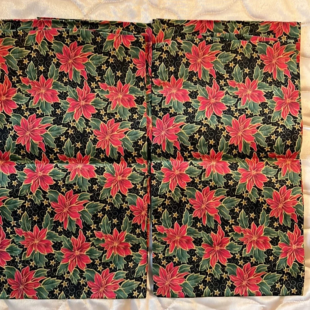 Handmade Christmas Poinsettia Standard size pr. pillow cases